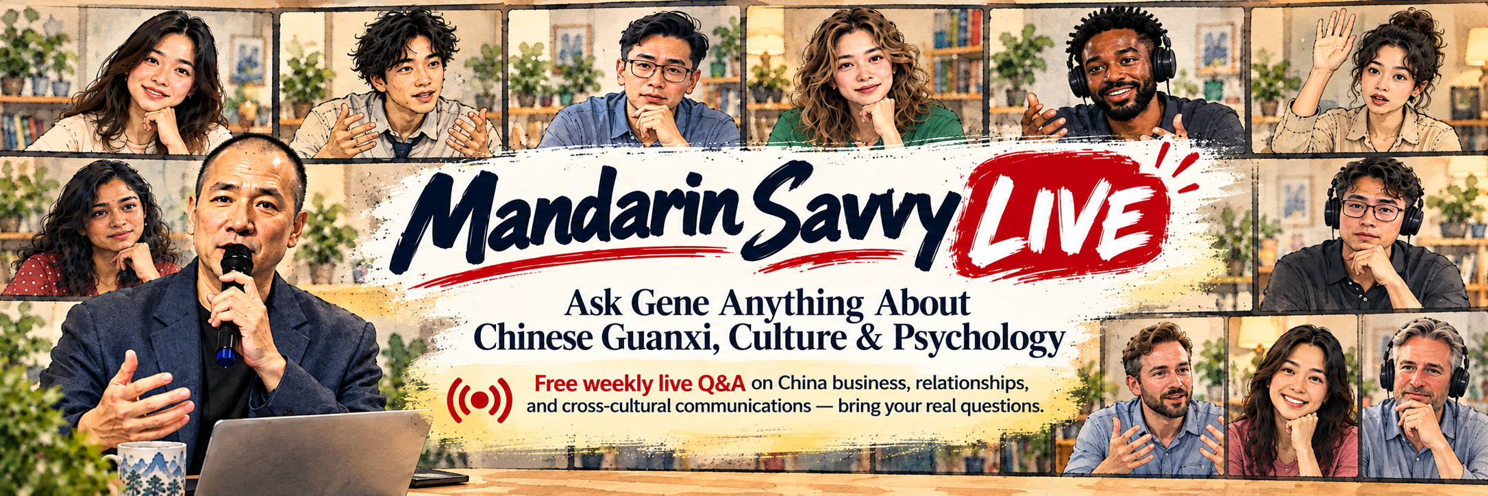 Mandarin Savvy Live — free weekly live Q&A with Gene J. Hsu on China business, guanxi, culture and Mandarin